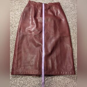 Vintage Brown/Burgundy Leather Skirt, Size 8